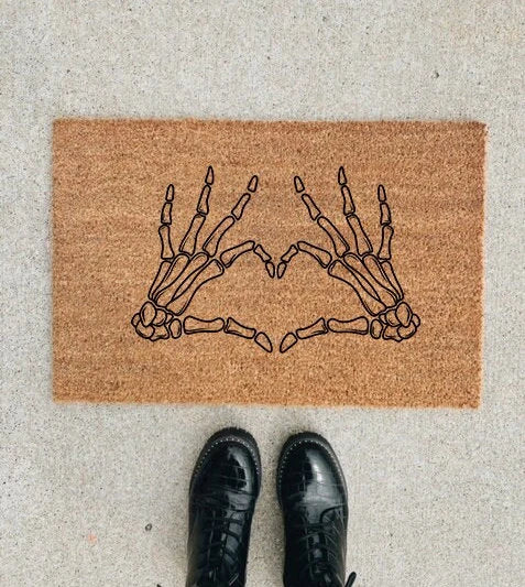 Skeleton Hands Heart Doormat