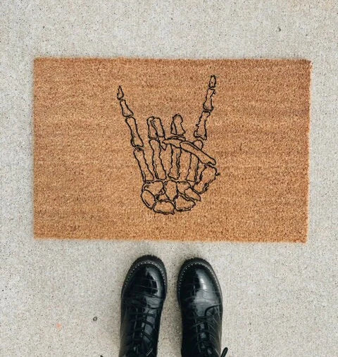 Skeleton Hands Rock On Doormat